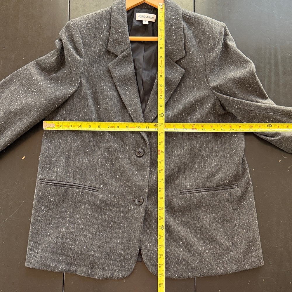 Nordstrom Textured Boyfriend Blazer Size Large Grey Charcoal Speckle Tweed - Picture 10 of 10